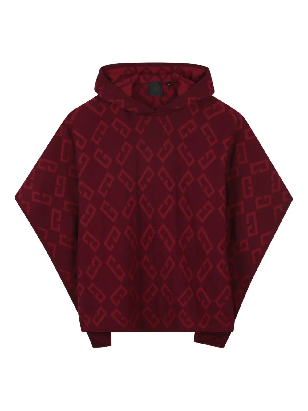 Givenchy Kids Poncho met monogram jacquard en capuchon Rood