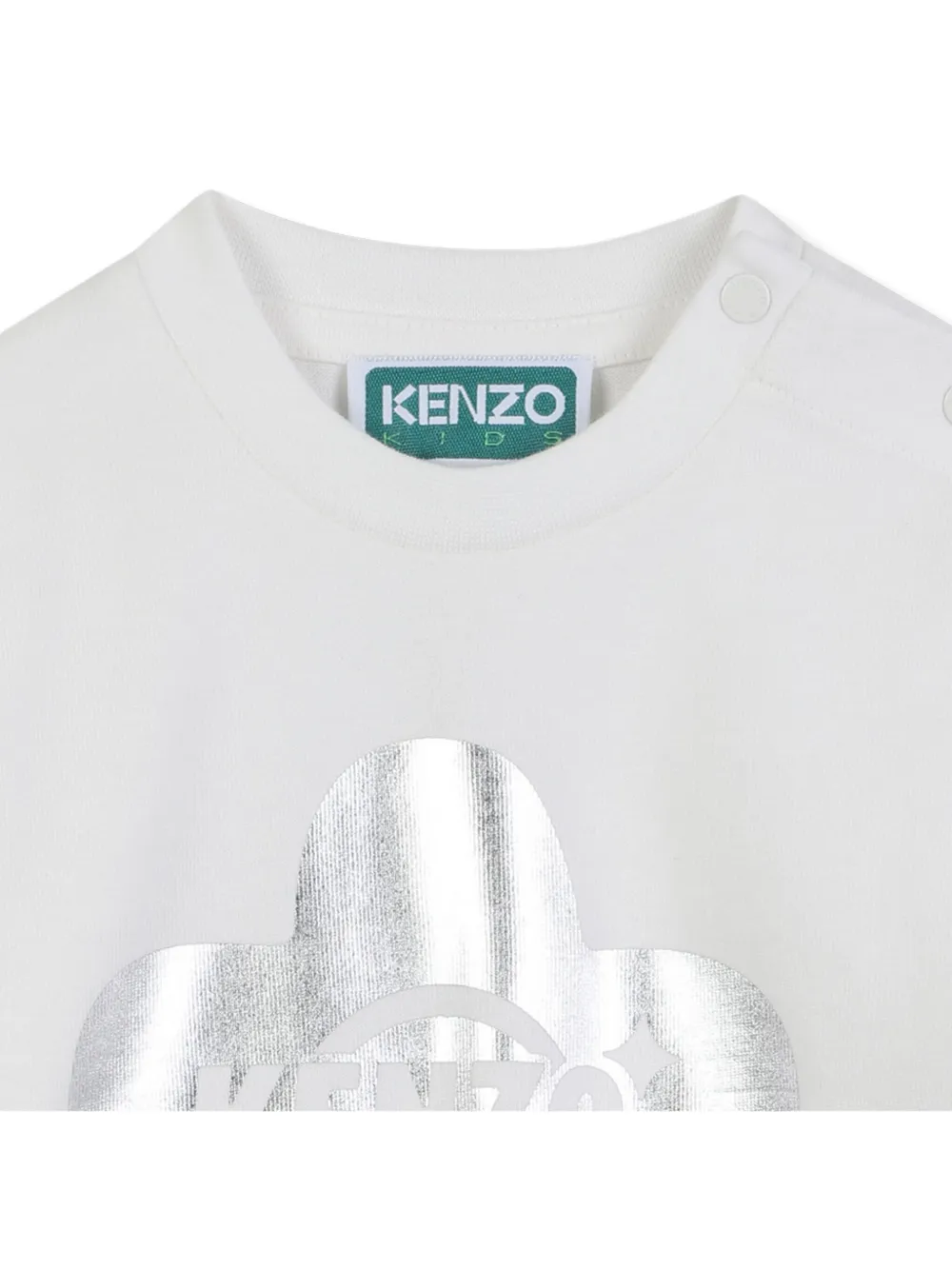 Kenzo Kids Boke Flower metallic T-shirt Wit