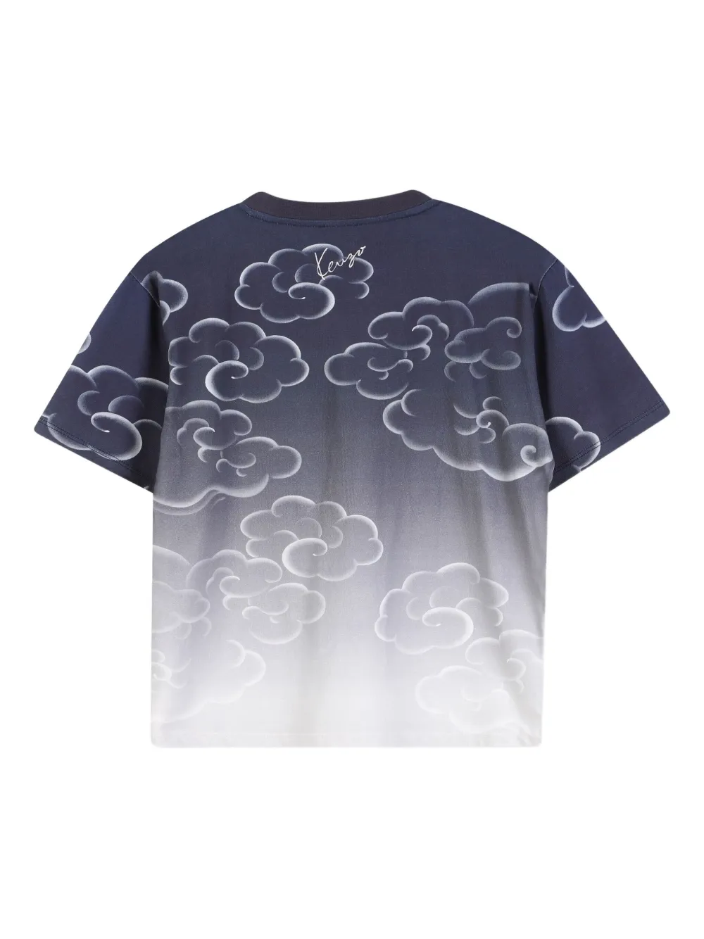 Kenzo Kids T-shirt met wolkenpatroon en tijgerprint Blauw