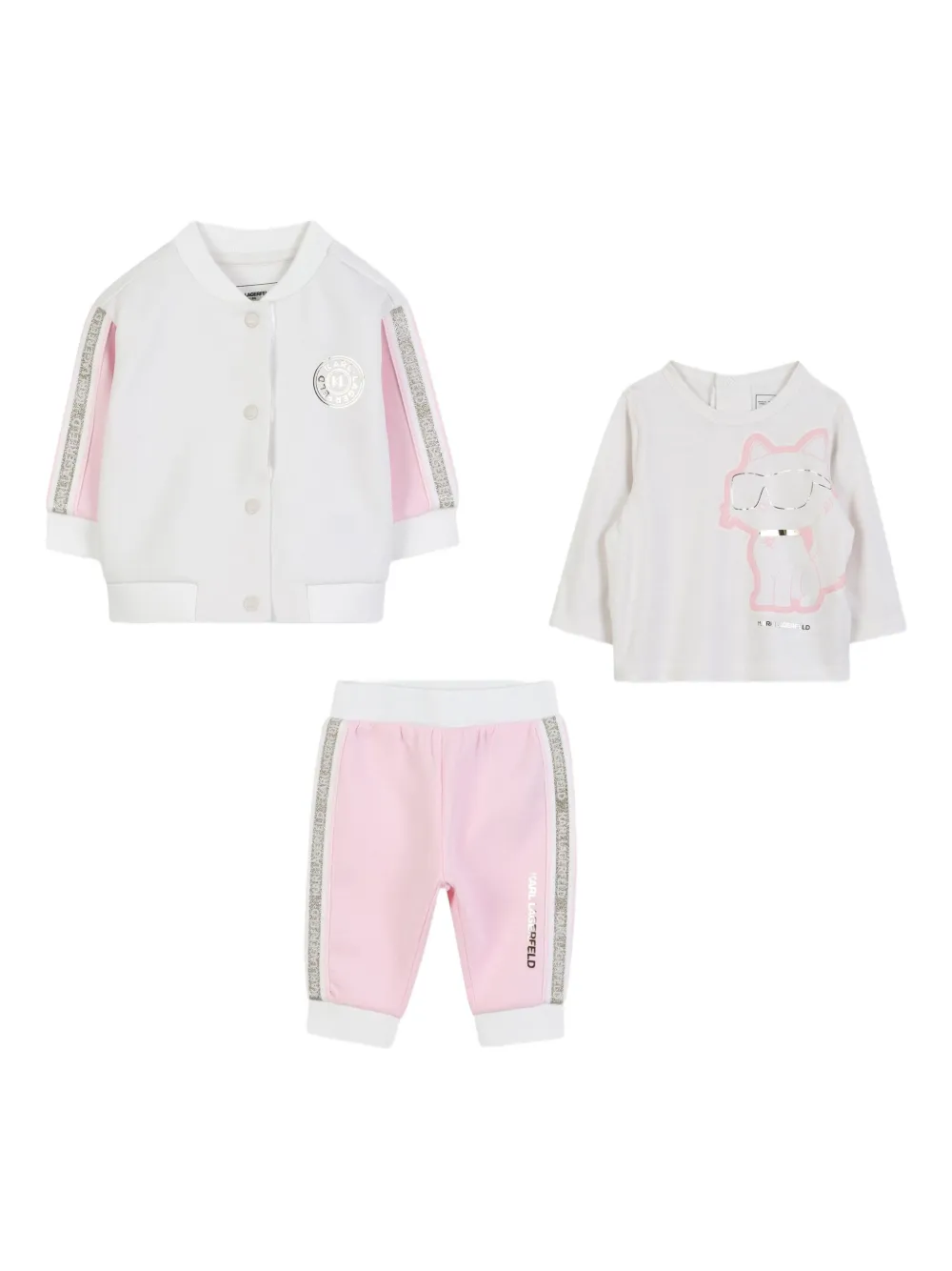 Karl Lagerfeld Kids Drie trainingspakken met logoprint Wit
