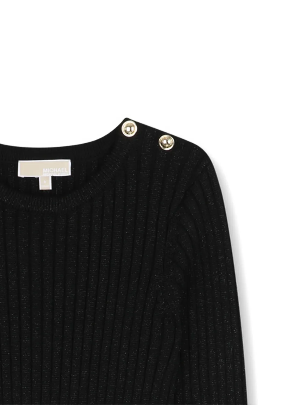 Michael Kors Kids Ribgebreide maxi-jurk met lange mouwen Zwart