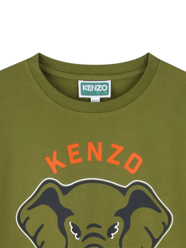 Kenzo Kids Camiseta Con Motivo De Elefante Verde FARFETCH ES