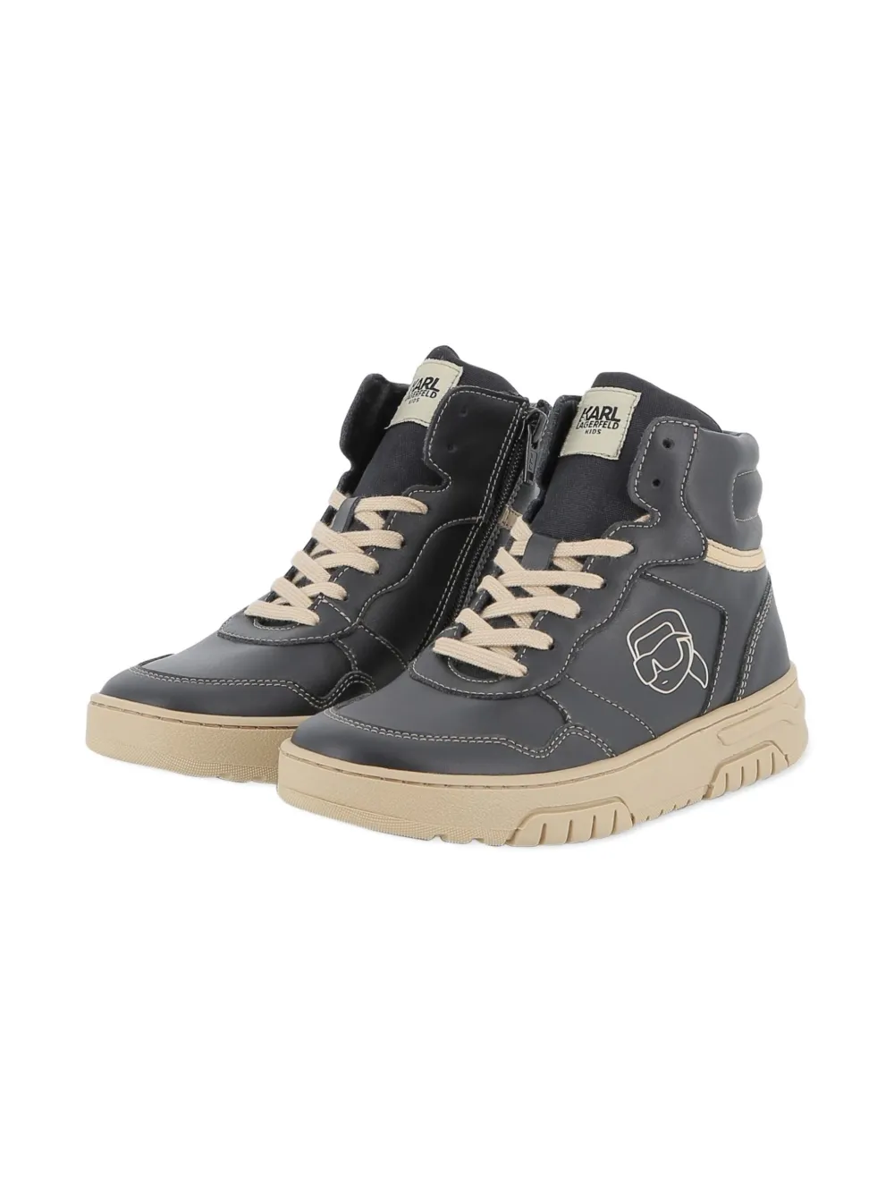 Karl Lagerfeld Kids Ikon-print high-top sneakers Black