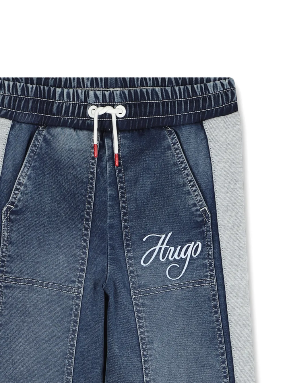 HUGO KIDS Broek met logodetail en vlakken DENIM BLUE