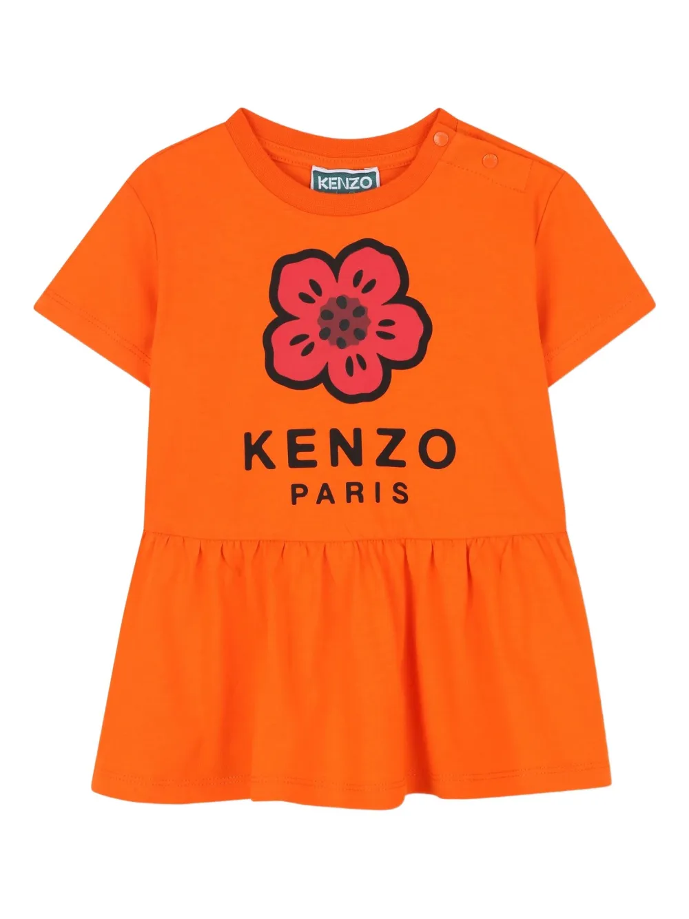 Kenzo Kids Jurk met Boke Flowerprint Oranje