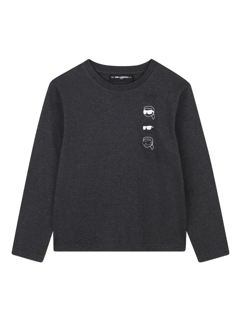 Karl Lagerfeld Ikonik Karl Graphic-print Long-sleeve Top In Gray