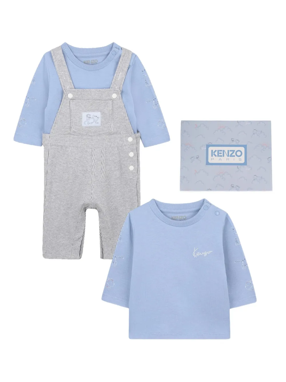 Kenzo Kids Top broek muts en slabbetje Blauw