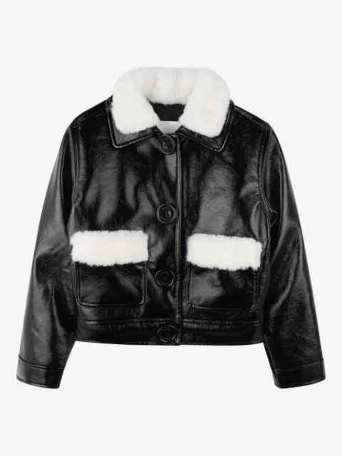 Marc Jacobs Kids faux fur-collared leather jacket