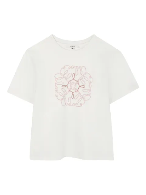 Chloé Kids تيشيرت بطبعة شعار وزهور