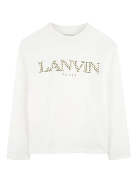 Lanvin Enfant top manga larga con logo estampado
