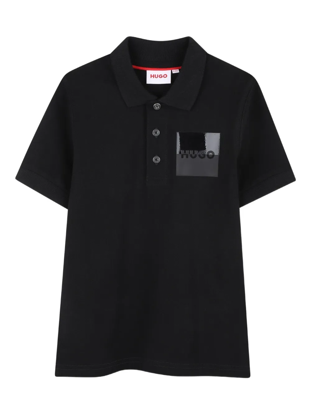 HUGO KIDS Poloshirt met logoplakkaat en korte mouwen Zwart