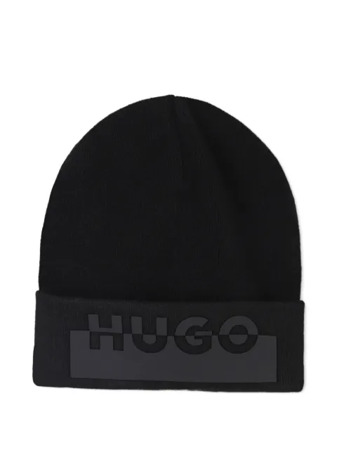HUGO KIDS logo-appliqué beanie
