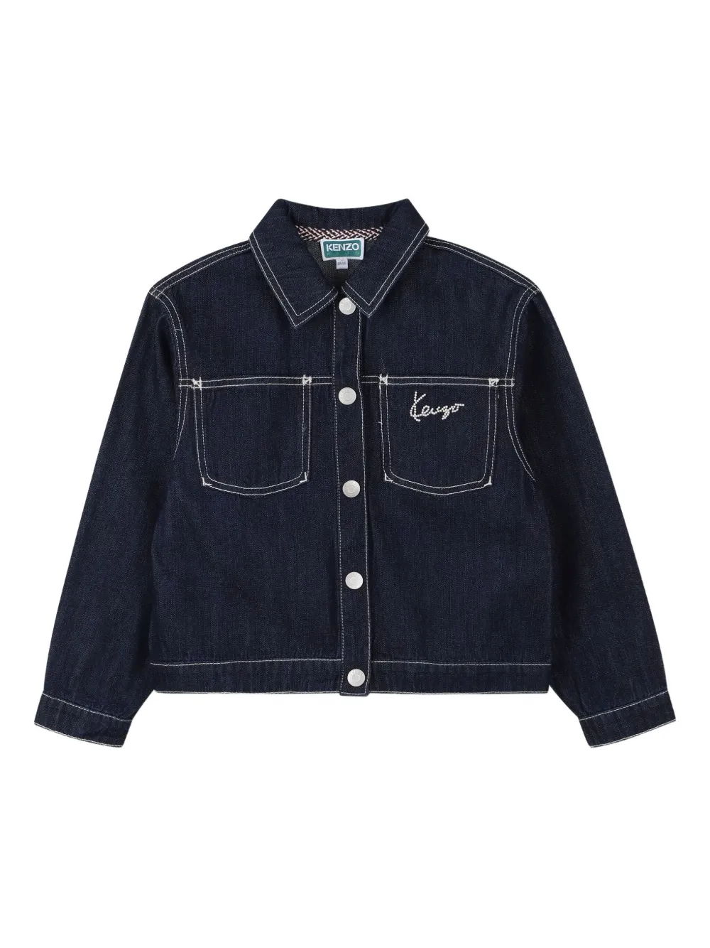 Kenzo Kids Spijkerjack met geborduurd logo Blauw