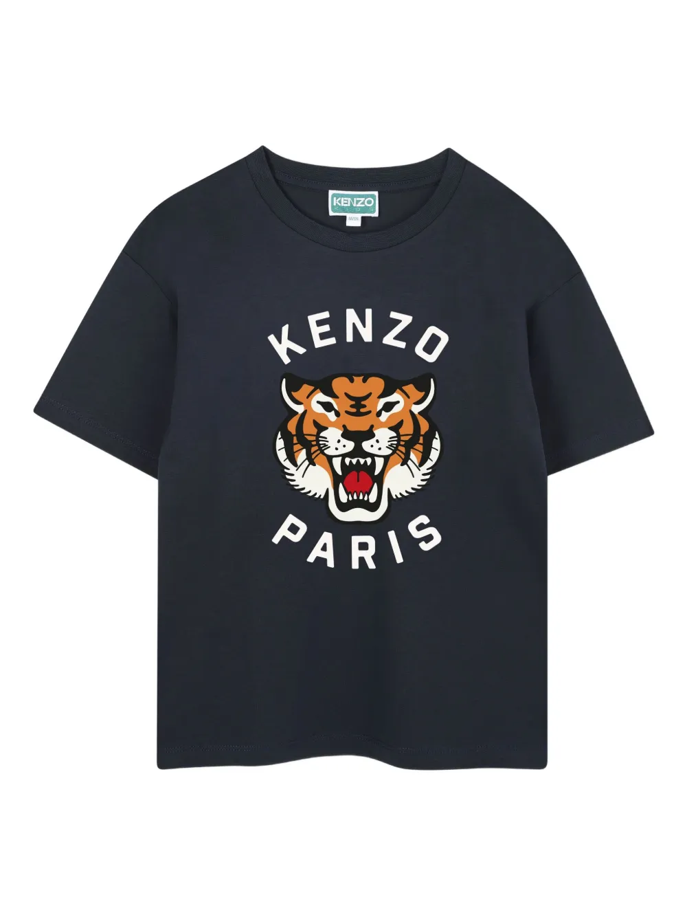 Kenzo Kids Katoenen T-shirt met Tiger-print Blauw