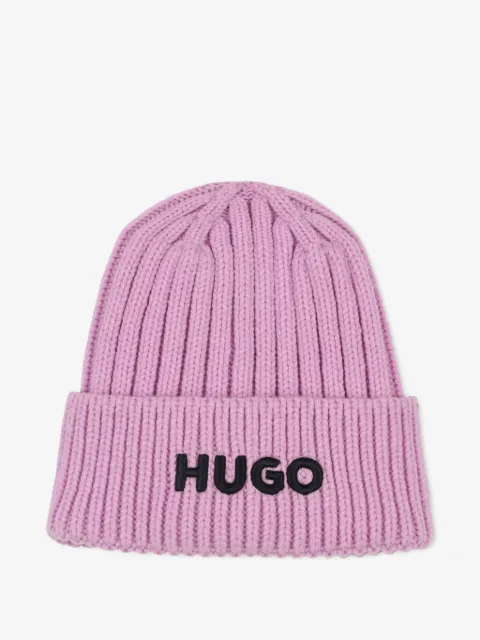HUGO KIDS logo-embroidered beanie