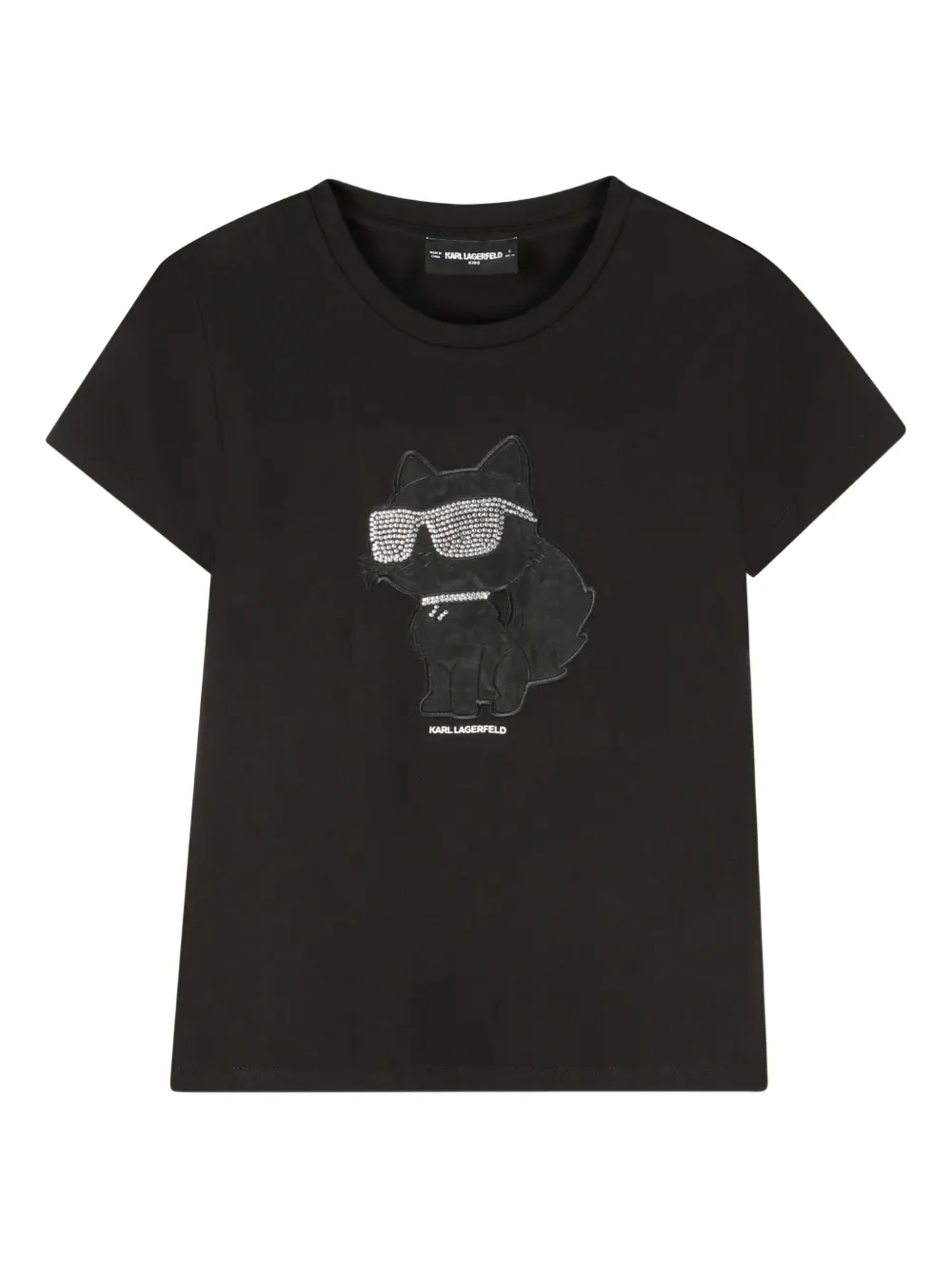 Karl Lagerfeld Kids Choupette T-shirt verfraaid met stras Zwart