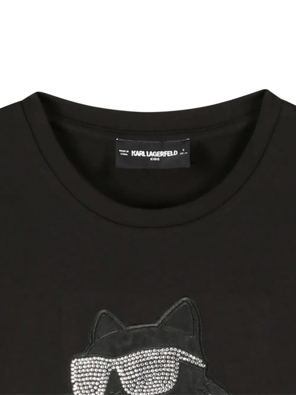 Karl Lagerfeld Kids Choupette T-shirt verfraaid met stras Zwart