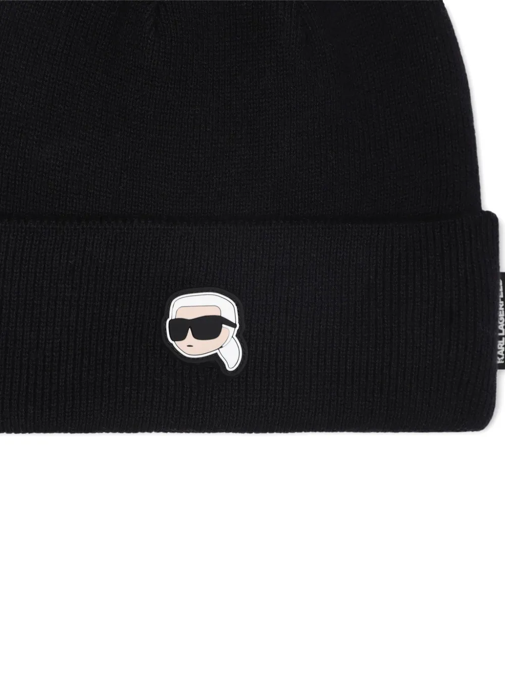 Karl Lagerfeld Ikon-motif Beanie Hat In Black