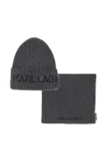 Karl Lagerfeld Kids ribbed-knit beanie and scarf set - Grey