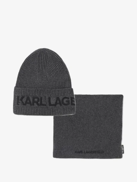 Karl Lagerfeld Kids set de mascada y gorro de canalé