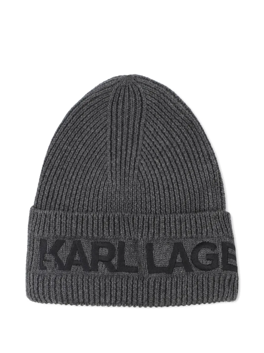 Karl Lagerfeld Kids Ribgebreide muts en sjaal Grijs