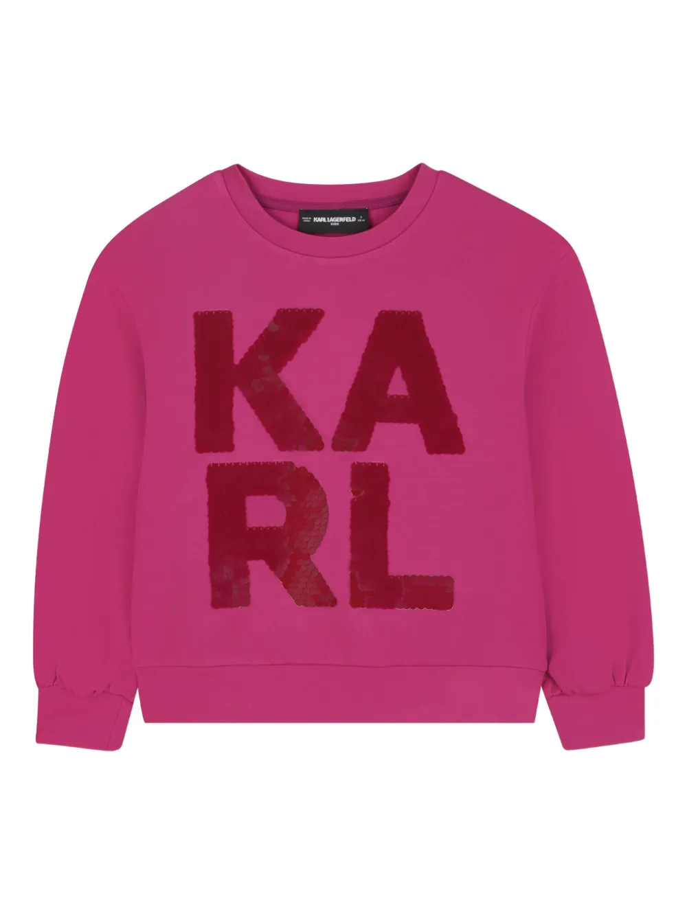 Karl Lagerfeld Kids Sweater met pailletten logo Roze