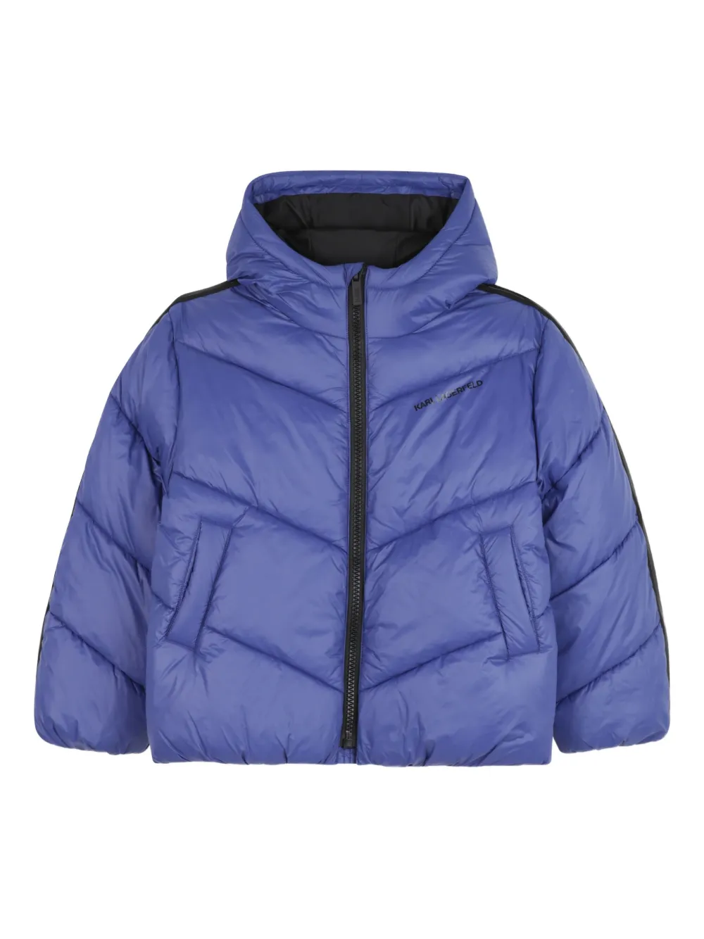 Karl Lagerfeld Kids Donsjack met chevron-streep Blauw