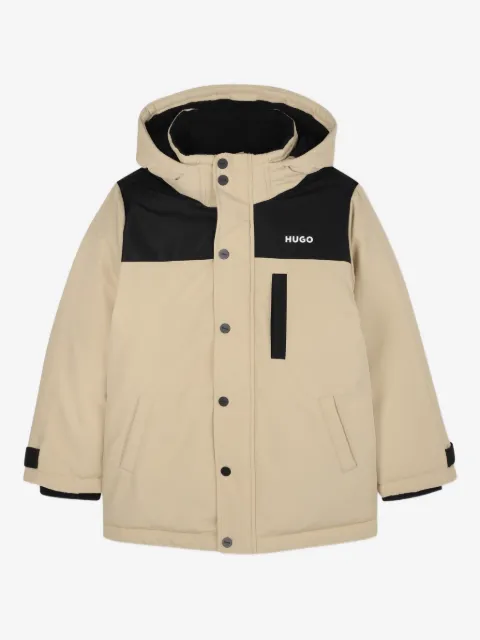 HUGO KIDS colour-blocked hooded jacket