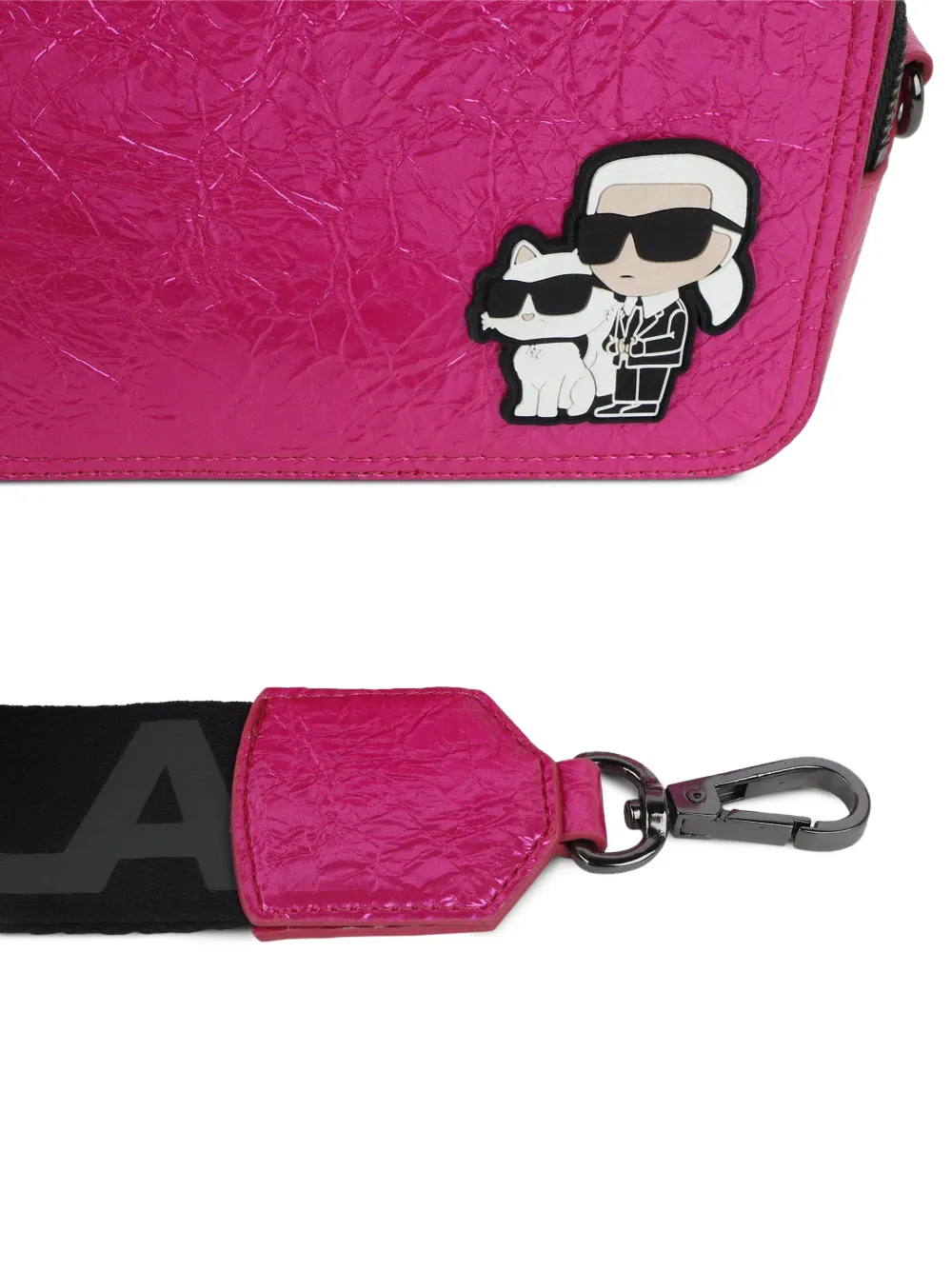 Karl Lagerfeld Kids Yza leren crossbodytas met gekreukt effect Roze