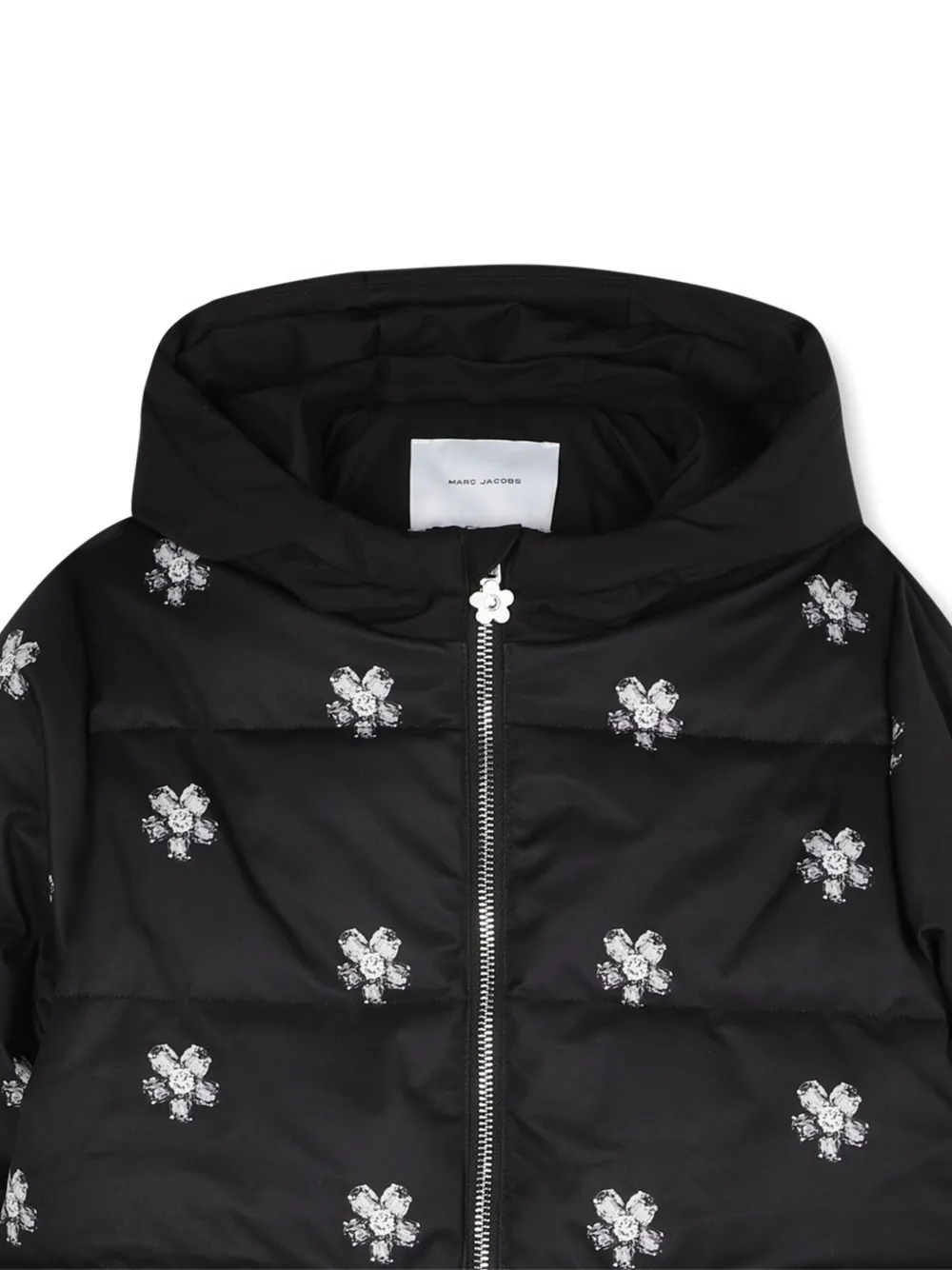 Marc Jacobs Kids Donsjack met geborduurde bloemen Zwart