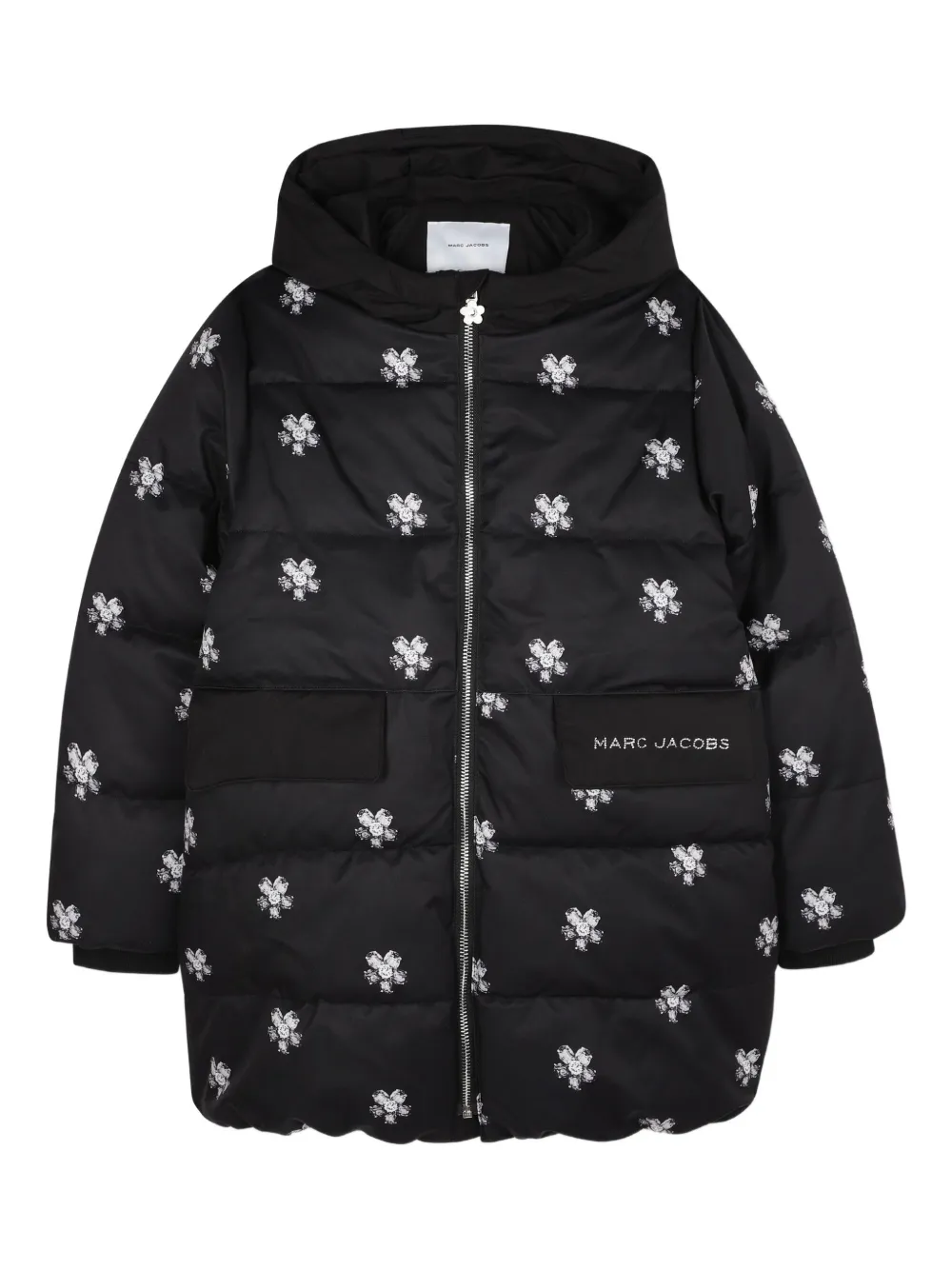 Marc Jacobs Kids Donsjack met geborduurde bloe Zwart