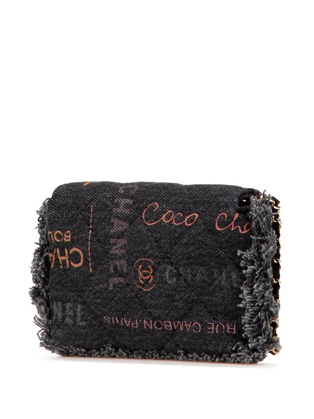 Pre-owned Chanel 2021 Fringe Denim Mood Clutch With Chain Crossbody Bag
