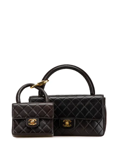 CHANEL Pre-Owned 1994-1996 Lambskin Parent Child Kelly Set Top Handle Bag handbag