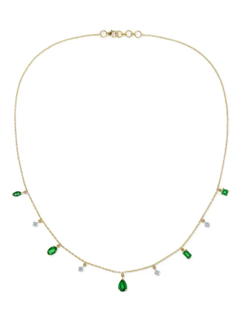 House of Meraki 18K yellow gold mini Vania emerald and diamonds necklace