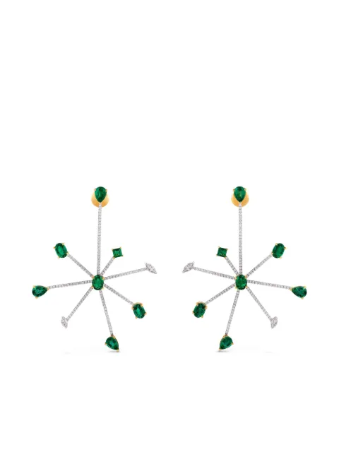 House of Meraki 18K yellow gold Jellyfish emerald and diamonds earrings