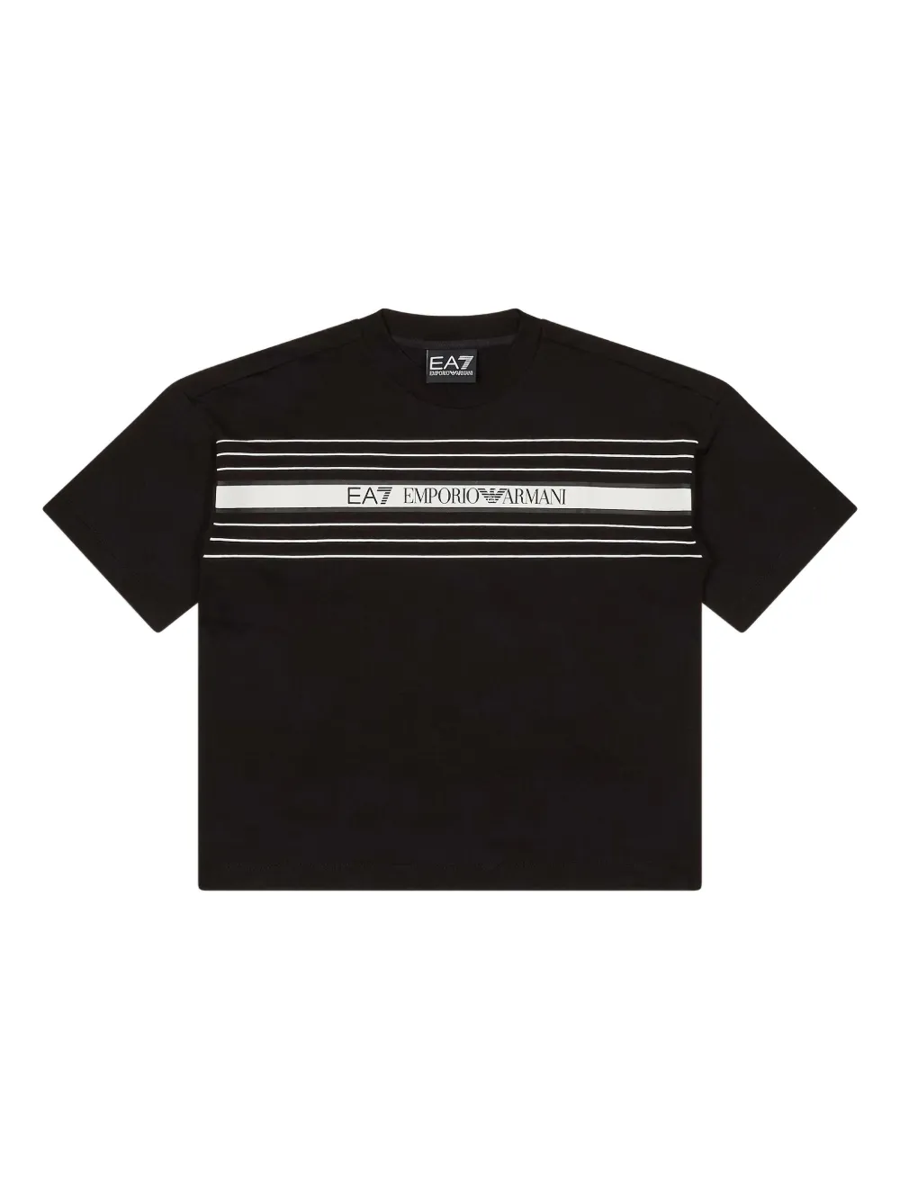 Emporio Armani Kids logo-tape T-shirt - ブラック Emporio Armani Kids logo-tape T-shirt - ブラック