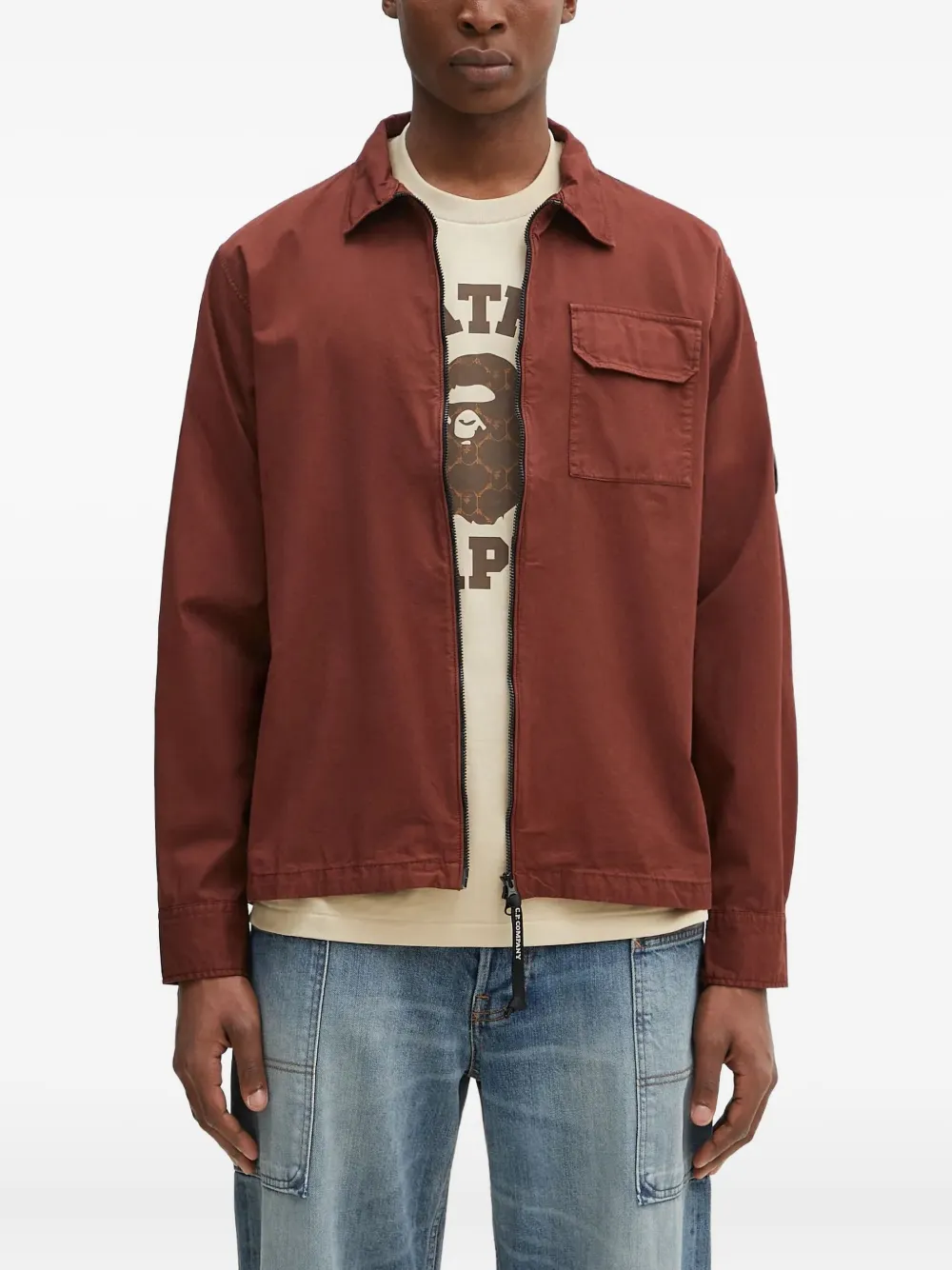 C.P. Company Gabardine shirtjack met rits Bruin