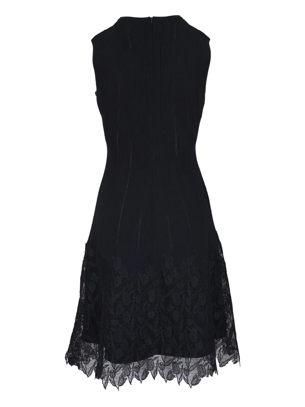 Lela Rose lace-hem knitted mini dress - Zwart