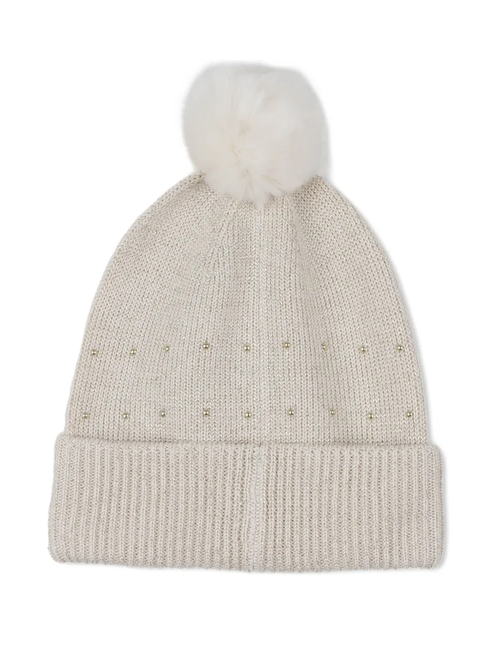 Michael Kors Kids Muts met pompon en logoplakkaat Beige