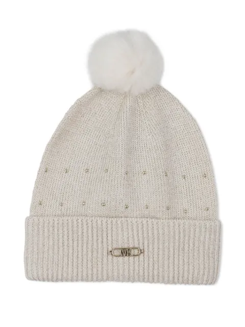 Michael Kors Kids Gorro com pompom e placa de logo