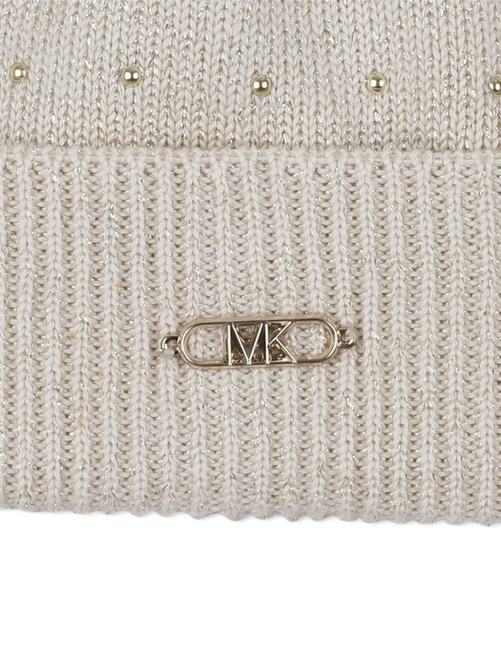 Michael Kors Kids Muts met pompon en logoplakkaat Beige