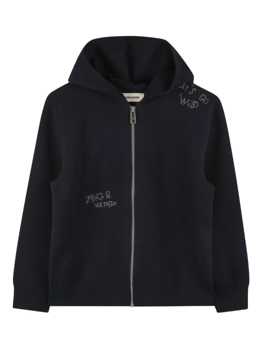 Zadig & Voltaire Kids Hoodie met rits Zwart