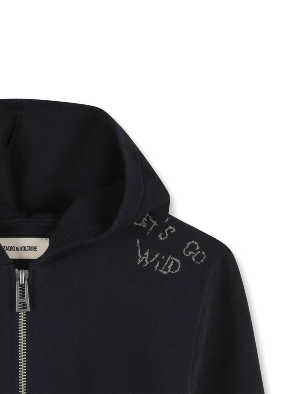 Zadig & Voltaire Kids Hoodie met rits Zwart