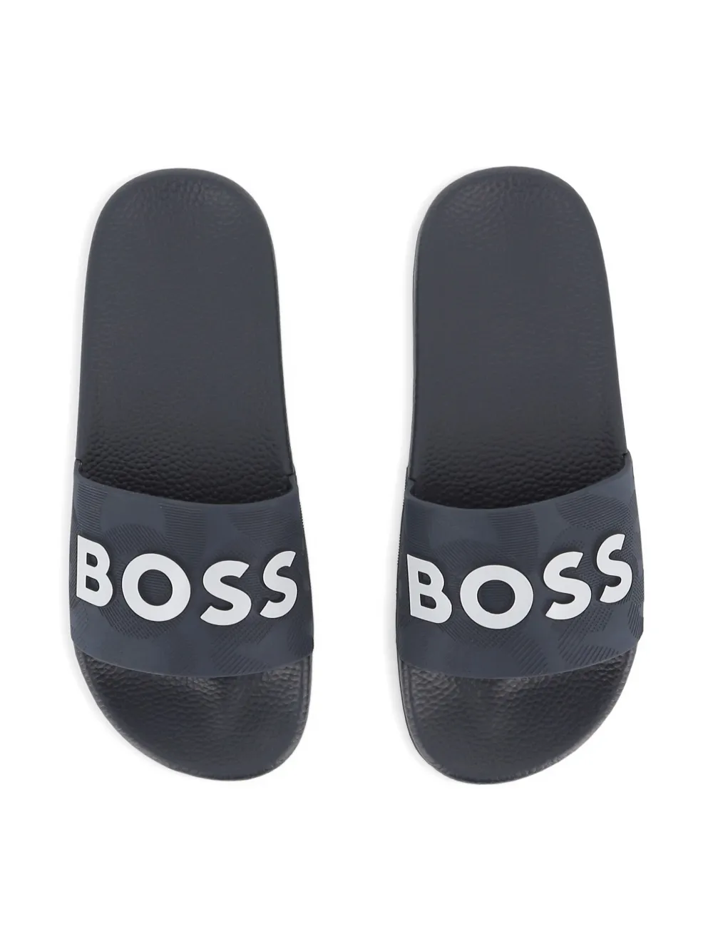 BOSS Kidswear embossed-logo flip flops Blue