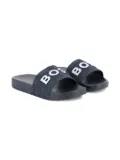 BOSS Kidswear embossed-logo flip flops - Blue