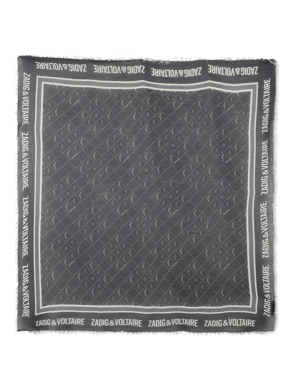 Zadig & Voltaire Kids Sjaal met logoprint en franje Zwart
