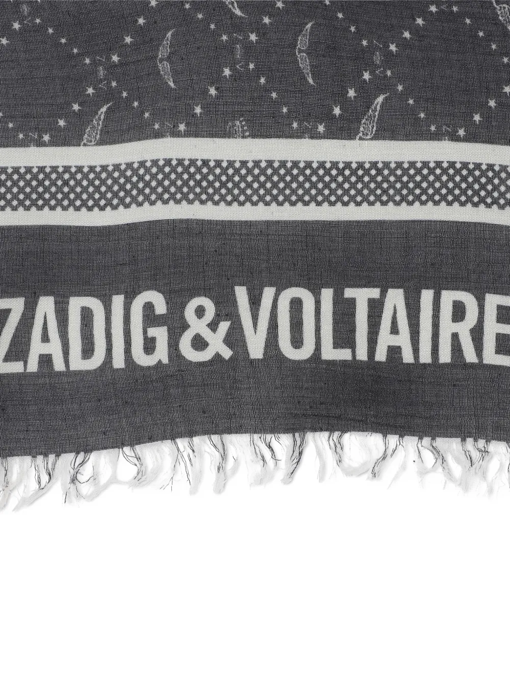 Zadig & Voltaire Kids Sjaal met logoprint en franje Zwart