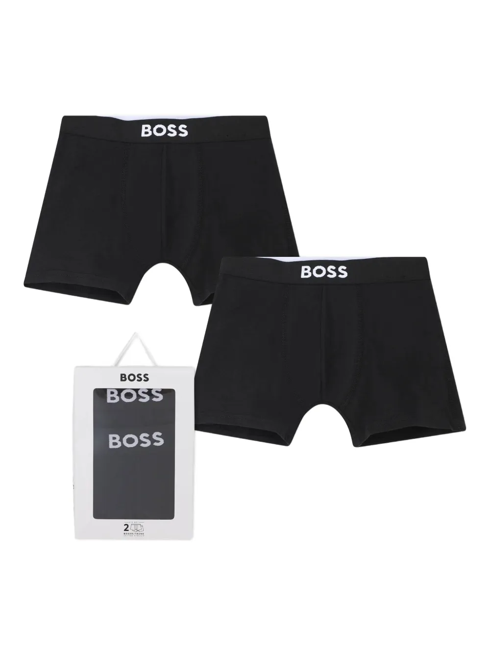 BOSS Kidswear Twee boxershorts met logoband Zwart