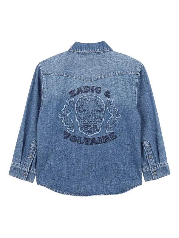 Zadig & Voltaire Kids エンブロイダリー デニムシャツ | ブルー