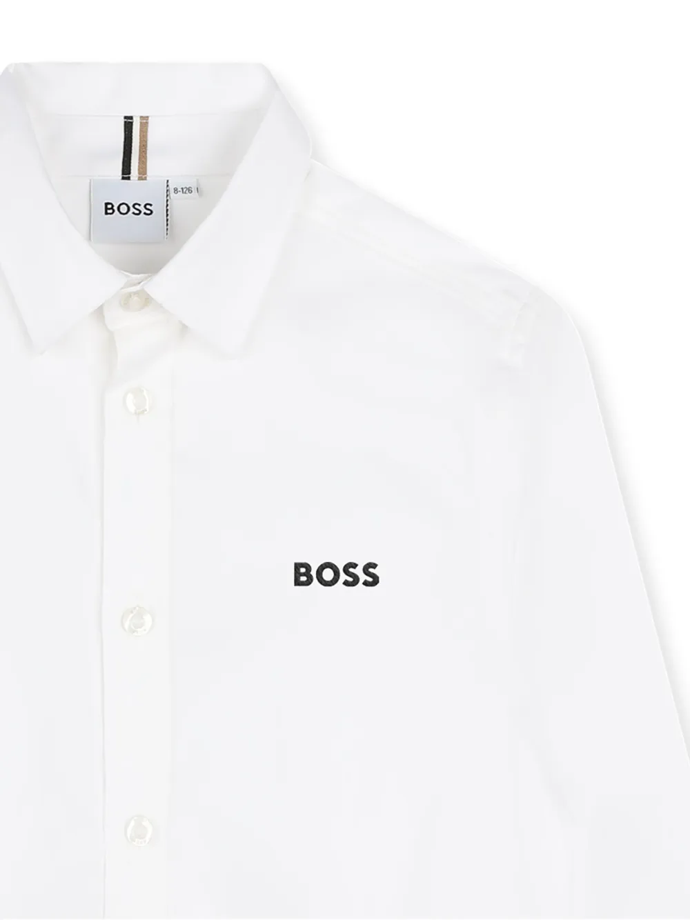 BOSS Kidswear Shirt met logodetail en lange mouwen Wit